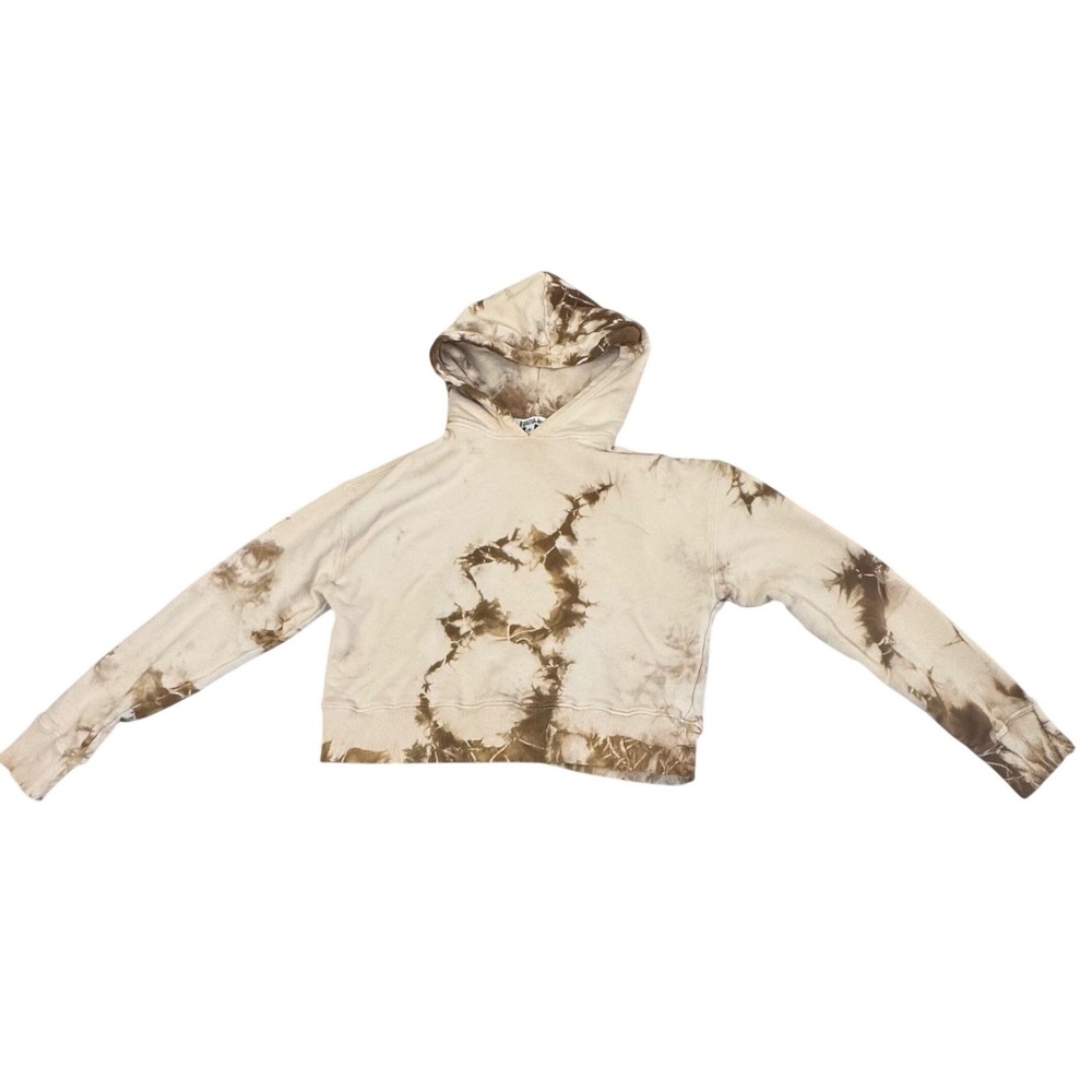 Frankies‎ Bikinis Sweatsuit Set Sz S Tie Dye Cropped Hoodie Joggers Tan Brown - Picture 2 of 16